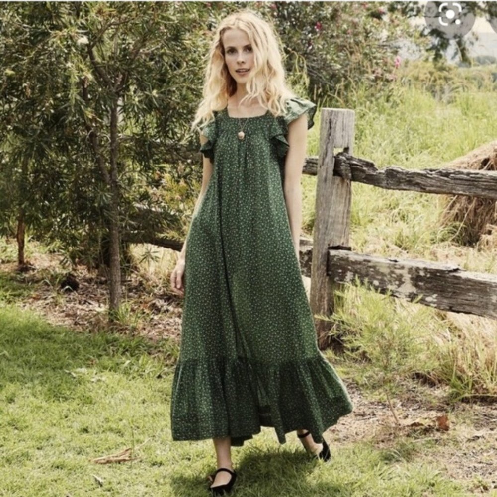 Doen~ Sonnet Dress~ in Green Marthas Garden~ Small